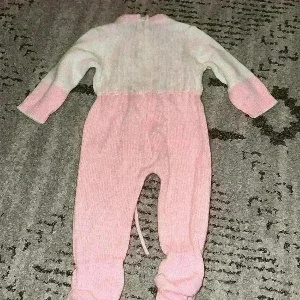 Vintage little angel original pink acrylic zip‎ back sweater sleeper 0/3 months